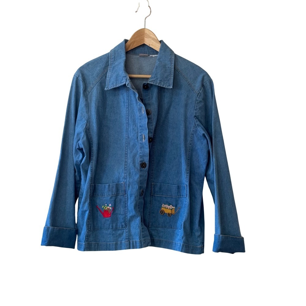 Vintage Shaver Lake Casuals Embroidered Denim Shacket Spring Western